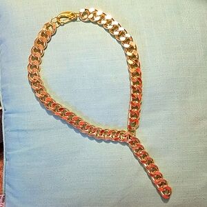 20" Gold Plated 20mm Curb Chain Y Necklace Unisex Bold Celebrity Inspired Style